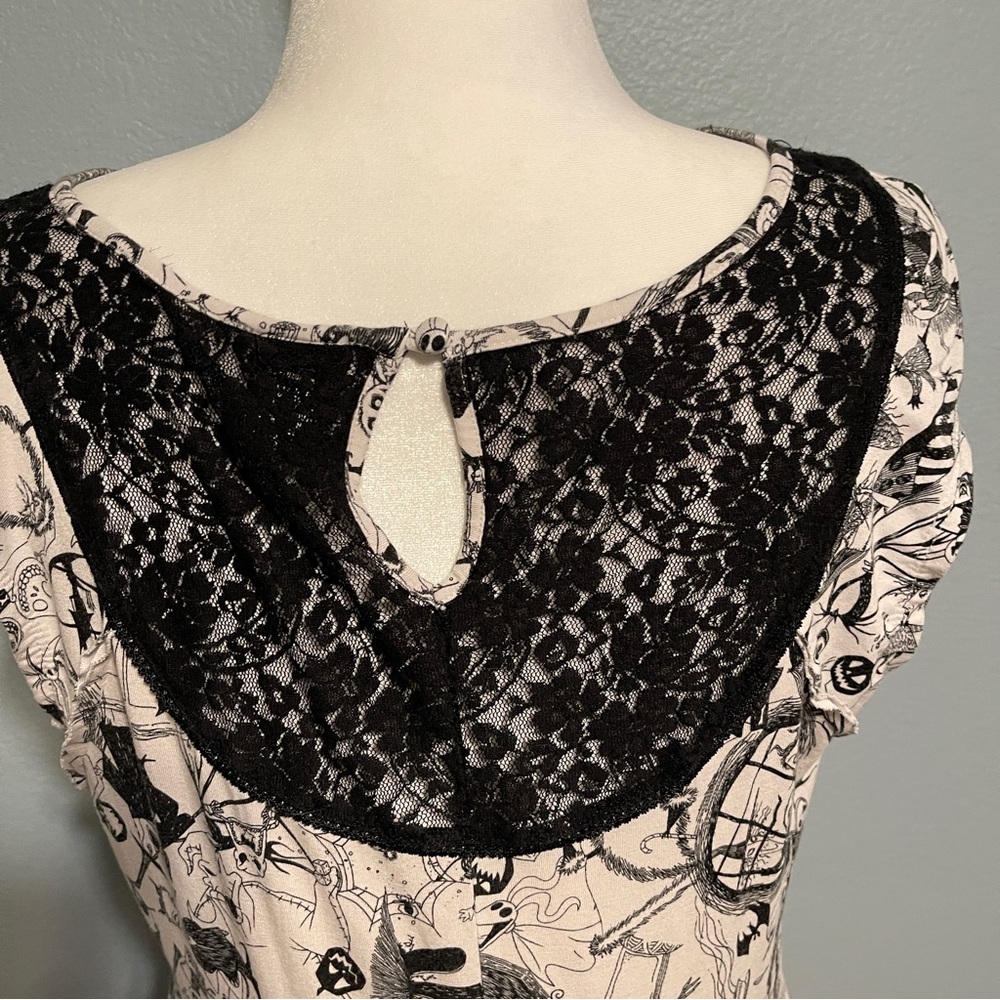 Nightmare Before Christmas Dress Black Lace Panel Goth Y2K Alt Grunge Medium - Picture 5 of 10